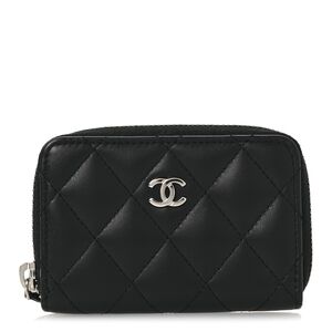 Chanel Black Quilted Lambskin Zip Coin Purse